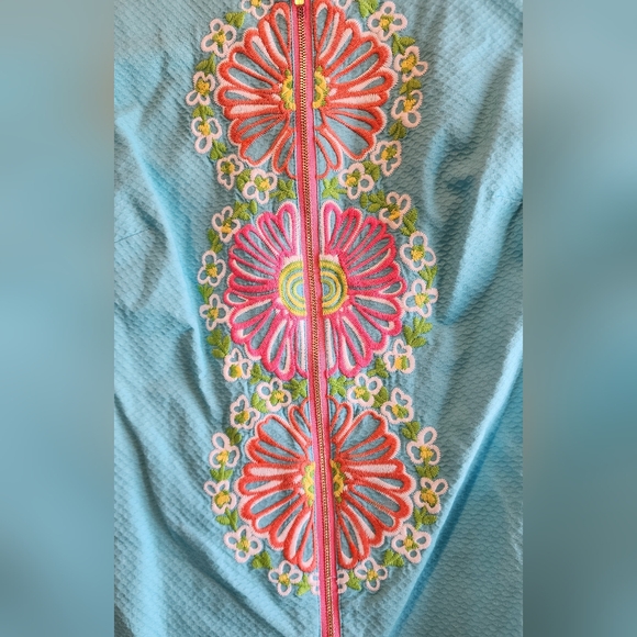 Lilly Pulitzer Women Kolby Cotton Short Sleeve Dress Floral Blue Size 10 - Picture 4 of 14